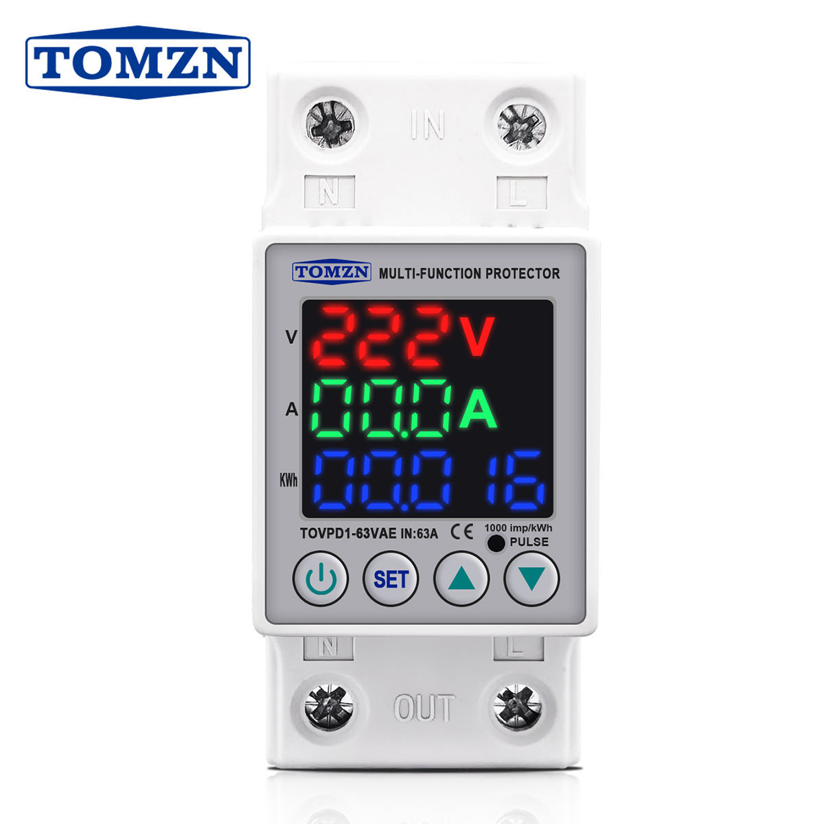 TOMZN  2P Voltage Protector 63A (AC230V) – Best Voltage Protection in Bangladesh