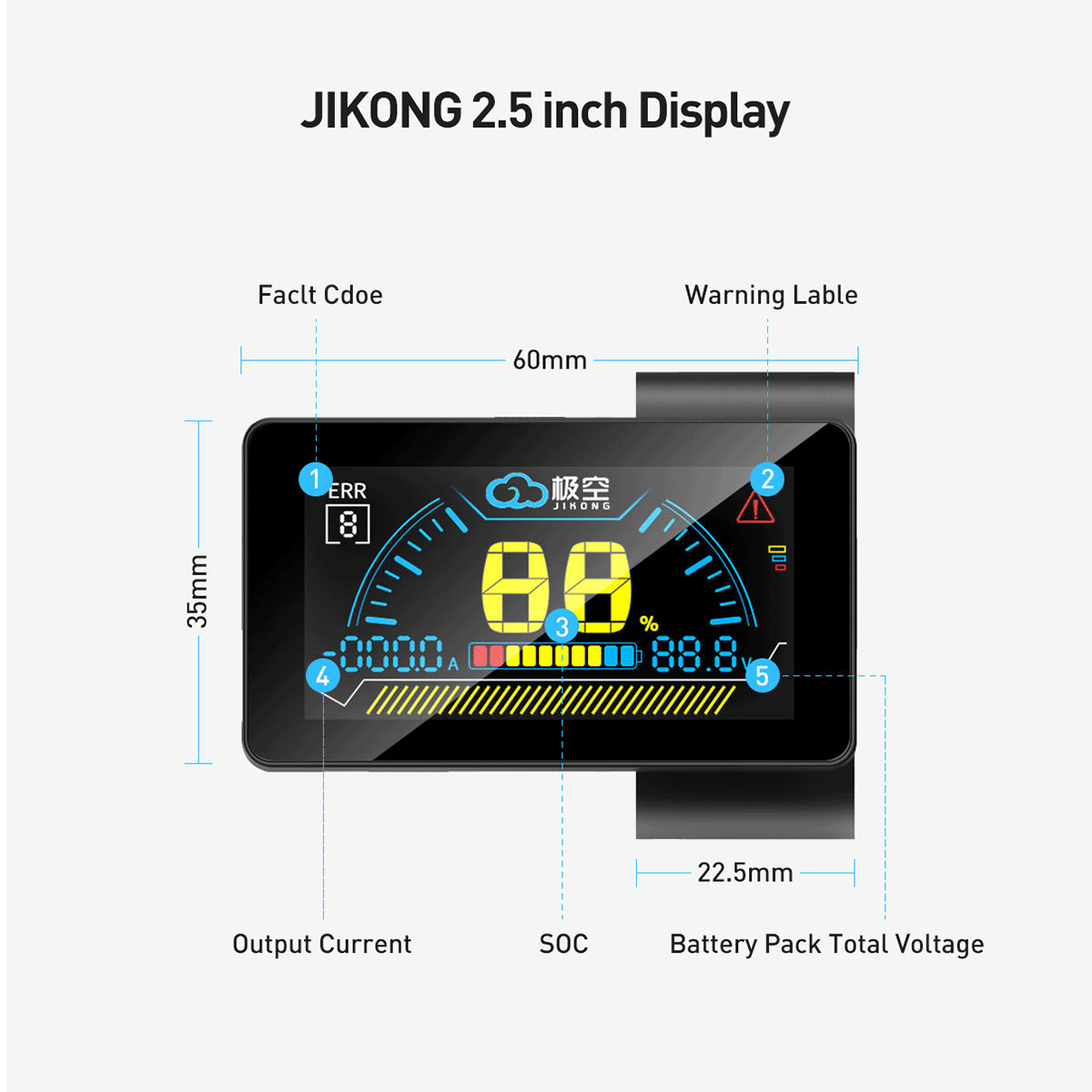 JK 2.5" LCD | Lithium battery color Display ( round shape)