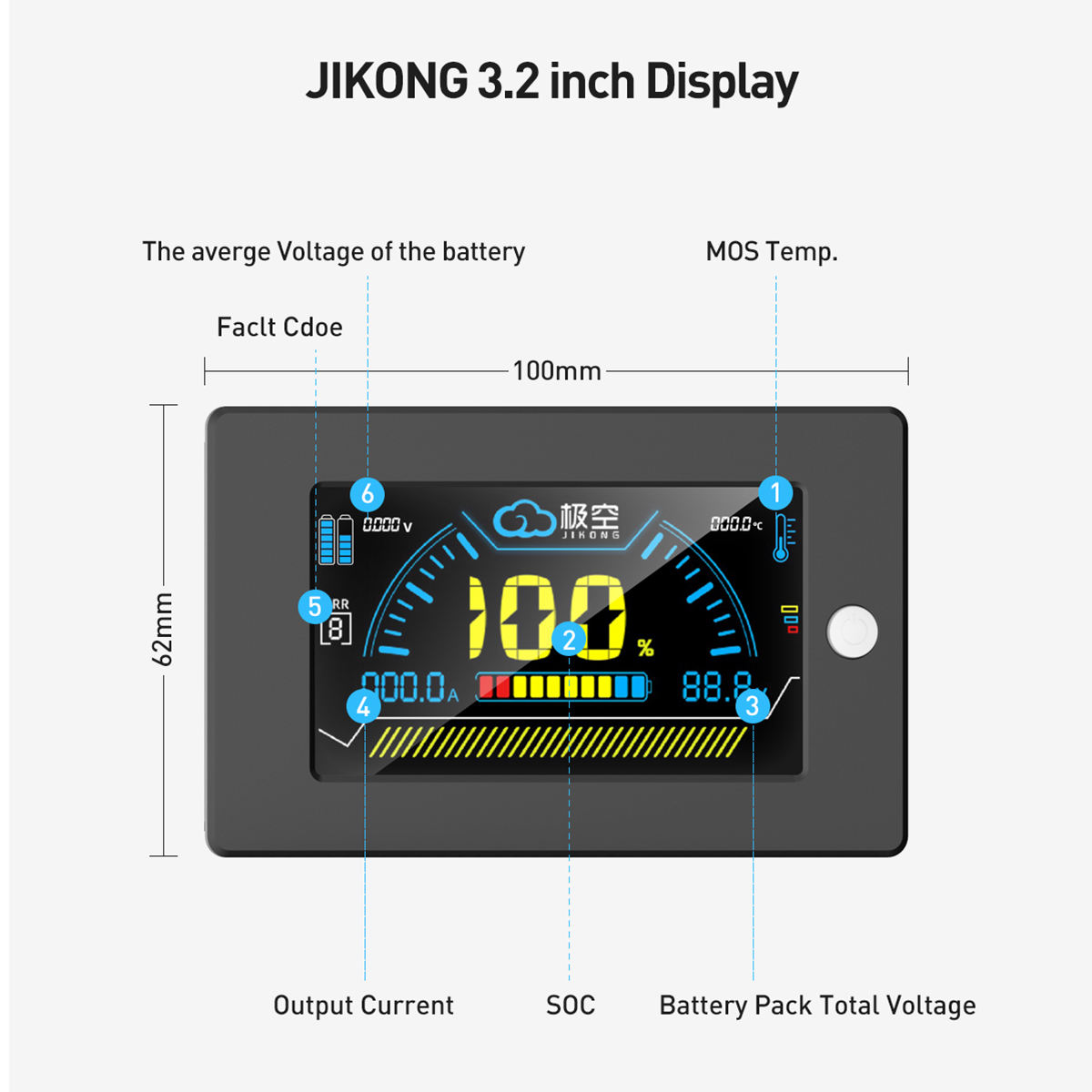 JK 3.2 inch LCD | Lithium battery color Display 