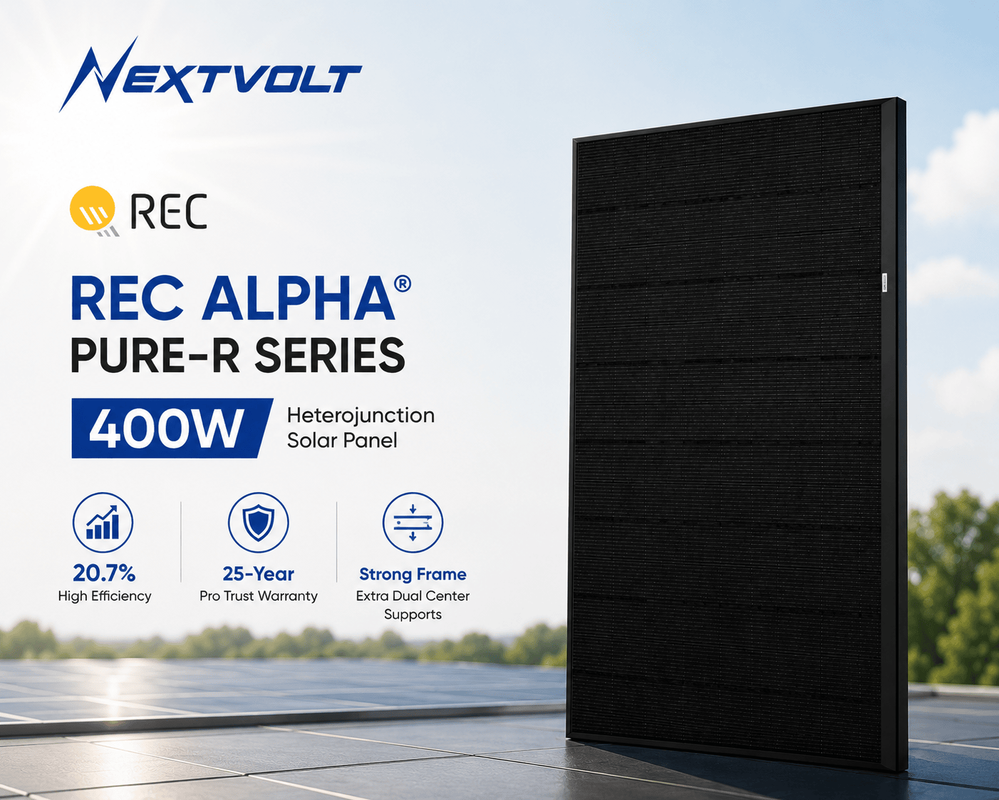 REC Alpha Pure-R 400W Heterojunction Solar Panel