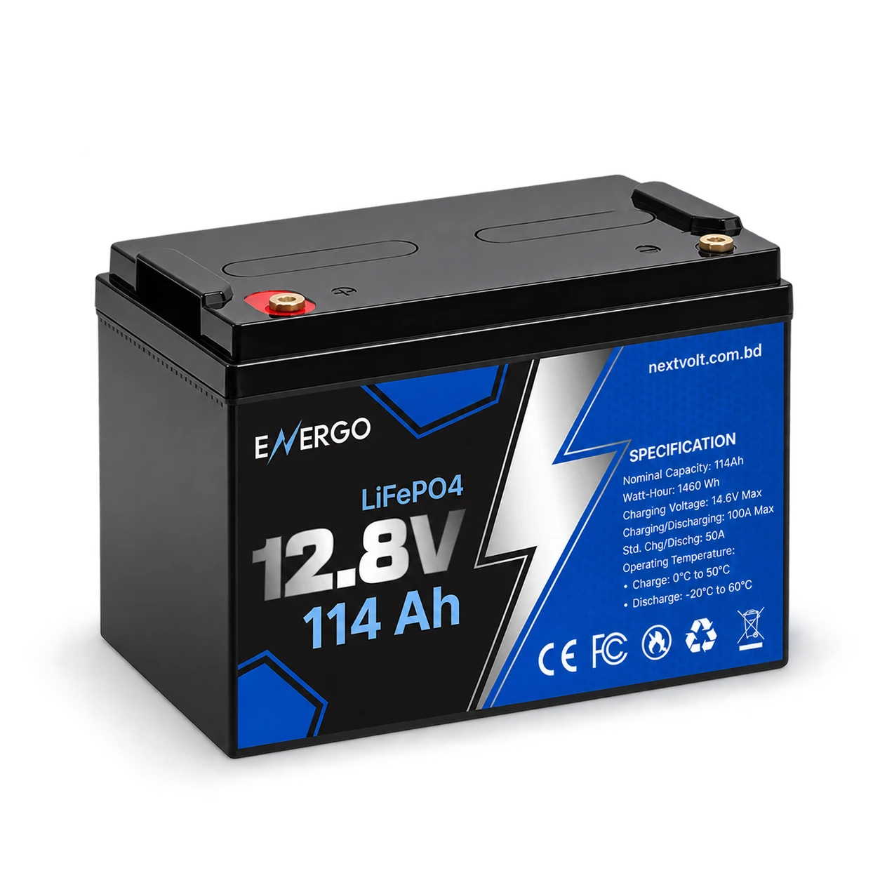 ENERGO 12V 114Ah LiFePO4 Smart Battery 